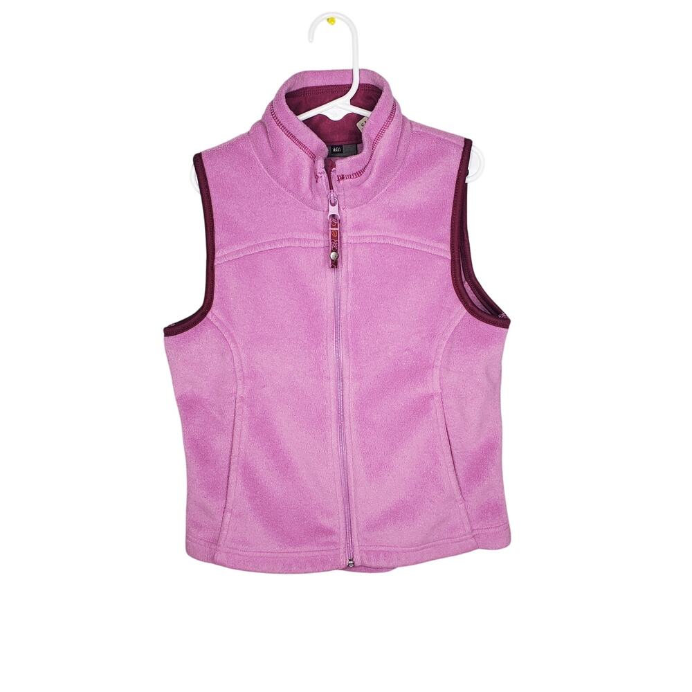 REI Fleece Full-Zip Girls Vest Medium 8-10 Y2K Accents Purple Collar Winter